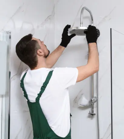 a plumber repairing shower